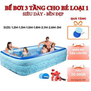 Bể bơi 3 tầng KAW 3m dày dặn, chống trượt an toàn - Hoạ tiết ngẫu nhiên