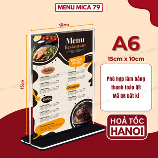 Menu mica đủ màu đủ kích thước, kệ menu để bàn kiểu dọc đế lùa