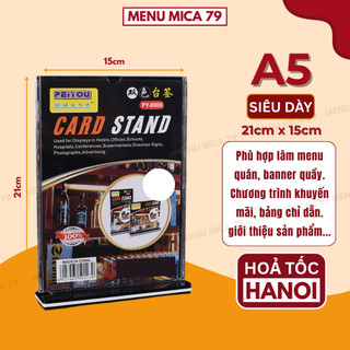 Menu mica đủ màu đủ kích thước, kệ menu để bàn kiểu dọc đế lùa