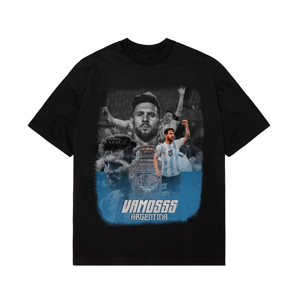 Áo thun Messi màu đen unisex nam nữ form rộng Messi M10 Vamosss Argentina_THS09012532