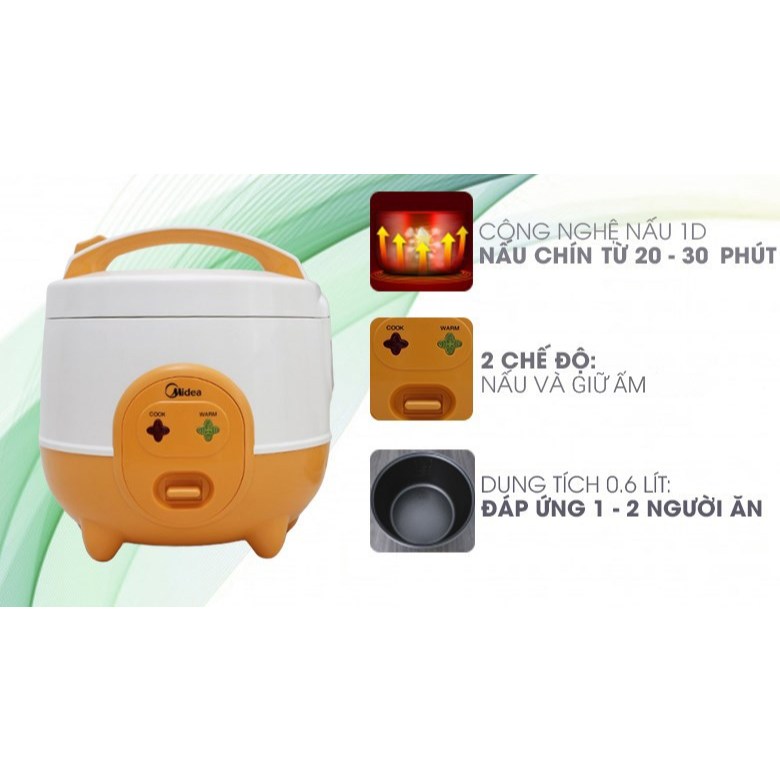 Nồi cơm nắp gài Midea 0.6 lít MR-CM06SD