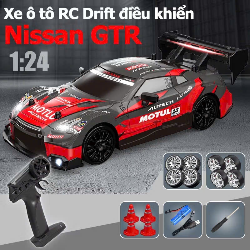 Xe ô tô điều khiển từ xa Drift tốc độ cao 20km/h 4WD tỉ lệ 1: 24 có đèn led pin sạc