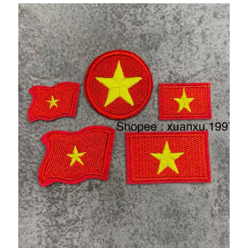Patch vải ủi nhiệt hình thêu cờ đỏ sao vang