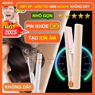 Máy duỗi tóc không dây Achita M2 lõi gốm Tourmalin không làm hư tóc giúp tóc óng mượt, máy ép tóc mini sạc USB