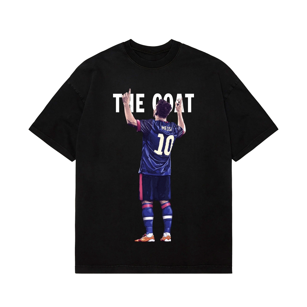 Áo thun Messi màu đen unisex nam nữ form rộng The Goat Lionel Messi M10_THS09012517