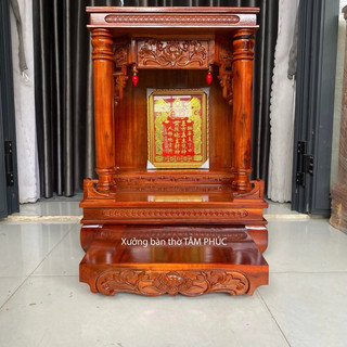 [HÀNG MỚI NHẤT_TRÀM SEN] Bàn thờ thần tài ông địa siêu dày mâm chạm sen cột tròn đình hộp bệ ngồi siêu dày đẹp 48cm 60cm