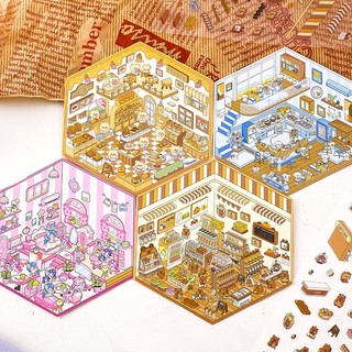  Sticker 3D Bộ dán cảnh quan trang trí mô hình mô phỏng không gian 3 chiều Hình dán 3D nhà cửa 