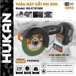 Thân máy mài pin mini Gen 2 của Hukan G2-C101MN, đường kính cắt tối đa 100mm, động cơ không chổi than