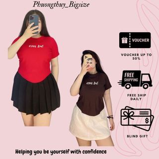 Áo thun babytee thêu chữ em bé nữ bigsize - A24