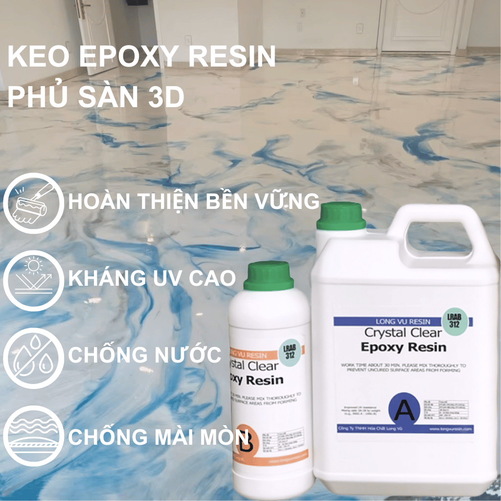 Keo Epoxy Phủ Sàn 3D, Epoxy Resin Flooring Chống Thấm Sàn Nhà, Tạo Hiệu Ứng Giả Đá