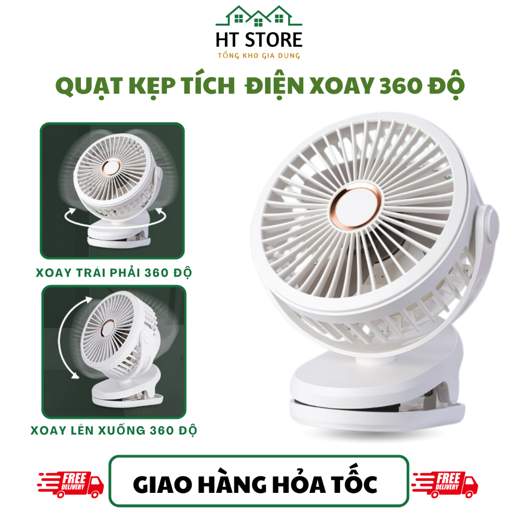 Quạt mini sạc điện 10000 mah quạt kẹp GF07 Thích hợp cho máy tính để bàn, trường học, văn phòng , xe