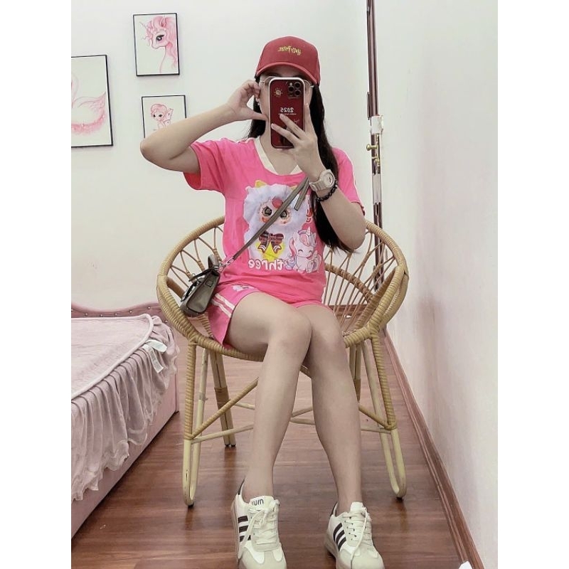 Bộ cotton đùi co giãn 4 chiều cho bé gái, đồ bộ cotton quần đùi cho bé gái sz 18-45 kg