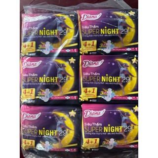 { TẶNG 1 MIẾNG } COMBO 6 GÓI BVS DIANA BAN ĐÊM SUPER NIGHT( MẶT LƯỚI) 29CM (4 MIẾNG) / NIGHT 35CM (3 MIẾNG)  MẪU MỚI