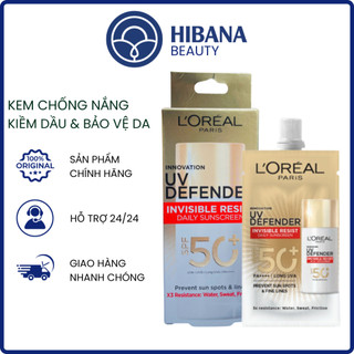  Kem Chống Nắng L'Oreal Paris X20 Thoáng Da Mỏng Nhẹ UV Defender Serum Invisible Fluid SPF 50ml 