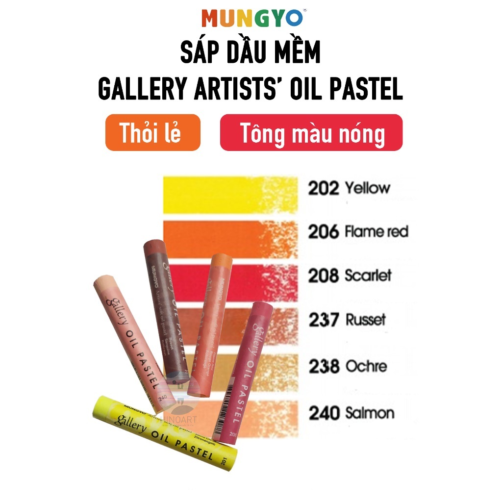 ICây lẻI Sáp dầu Mungyo Gallery Artists' Soft Oil Pastel tông màu Vàng - Đỏ - Nâu