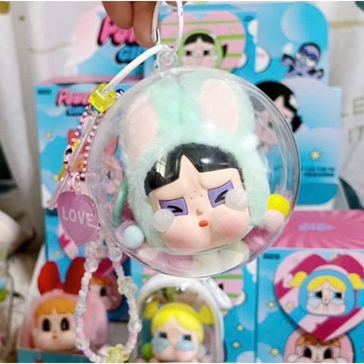 Hộp bóng móc khóa trong suốt Crybaby Bóng lông thú có thể bổ sung Móc khóa DIY (không có búp bê)