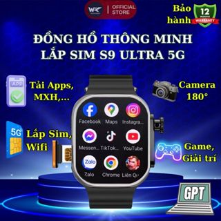 Đồng Hồ Thông Minh S9 Ultra 5G - Lắp SIM Nghe Gọi, Chơi Game, Camera Xoay 180°, Đa năng, Giá Tốt, Bảo Hành 12 Tháng
