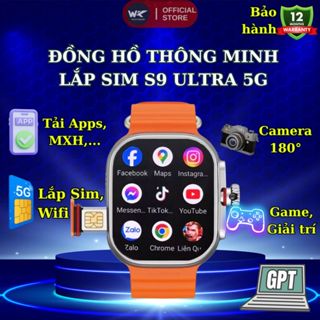 Đồng Hồ Thông Minh S9 Ultra 5G - Lắp SIM Nghe Gọi, Chơi Game, Camera Xoay 180°, Đa năng, Giá Tốt, Bảo Hành 12 Tháng