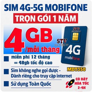 [Có sẵn] Sim 4G mobifone mdt350: free 1 Năm không cần nạp tiền chỉ tốn một lần mua sim xài nguyên một năm miễn phí.