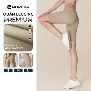 Quần lửng legging nữ cạp cao AUREVA, quần tập gym yoga chạy bộ nâng mông, co giãn thấm hút mồ hôi