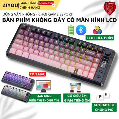 Bàn Phím Blueooth Không Dây Ziyou M75 LED Keycap PBT Cao Cấp, Màn Hình Thông Minh, Kết Nối Đa Năng