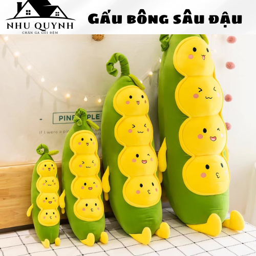 Gối Ôm Gấu Bông Sâu Đậu Xanh Cao Cấp Đủ Size 75cm 1m1 1m6