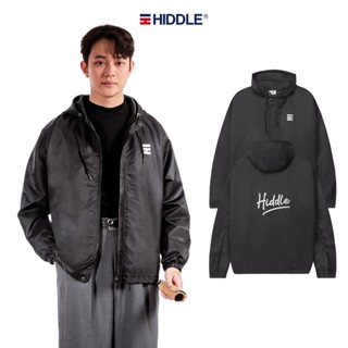 Áo khoác gió nam có mũ chính hãng HIDDLE nhiều size, vải dù micro nhập khẩu màu đen | H9-AK10