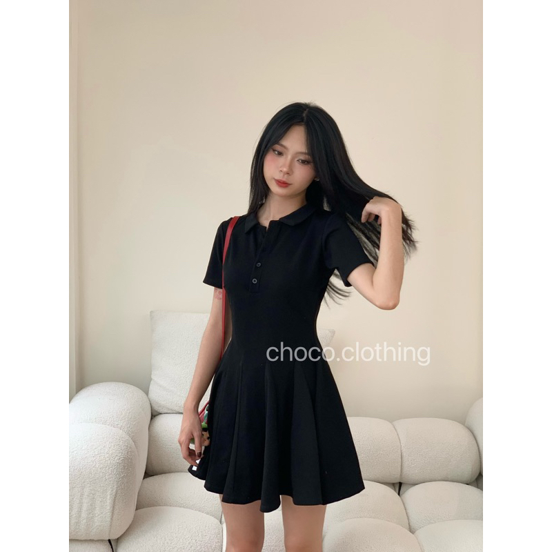 Đầm polo dáng bồng xoè tay ngắn 2 lớp dày dặn, hack dáng trẻ trung năng động. | BigBuy360 - bigbuy360.vn