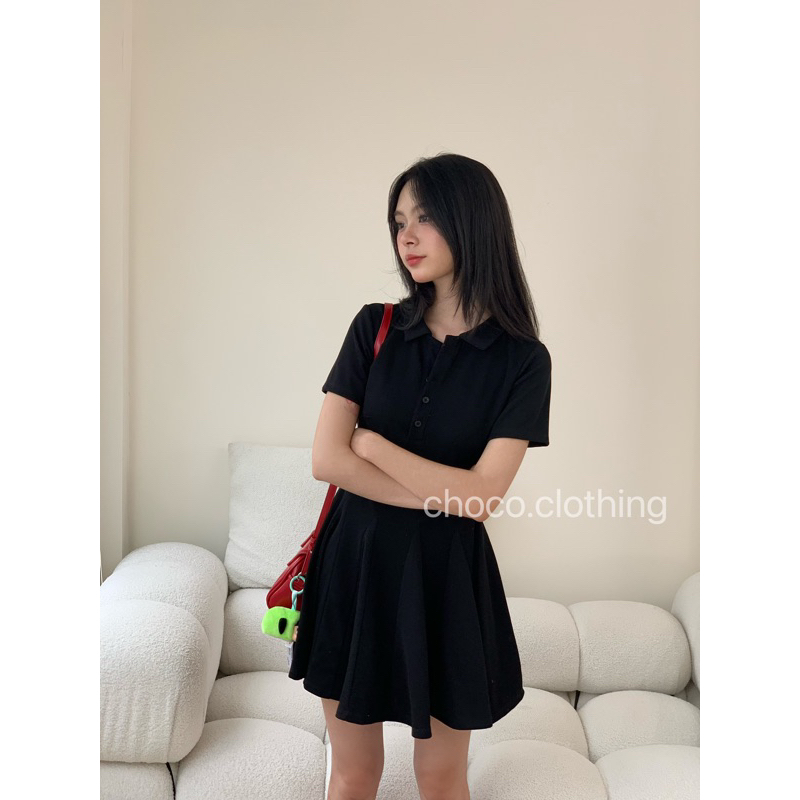 Đầm polo dáng bồng xoè tay ngắn 2 lớp dày dặn, hack dáng trẻ trung năng động. | BigBuy360 - bigbuy360.vn