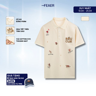 Áo polo cổ bẻ The Feast tay ngắn, chất vải CVC thoáng mát, hình thêu trò chơi ngày Tết, dễ thương, năng động - FEAER
