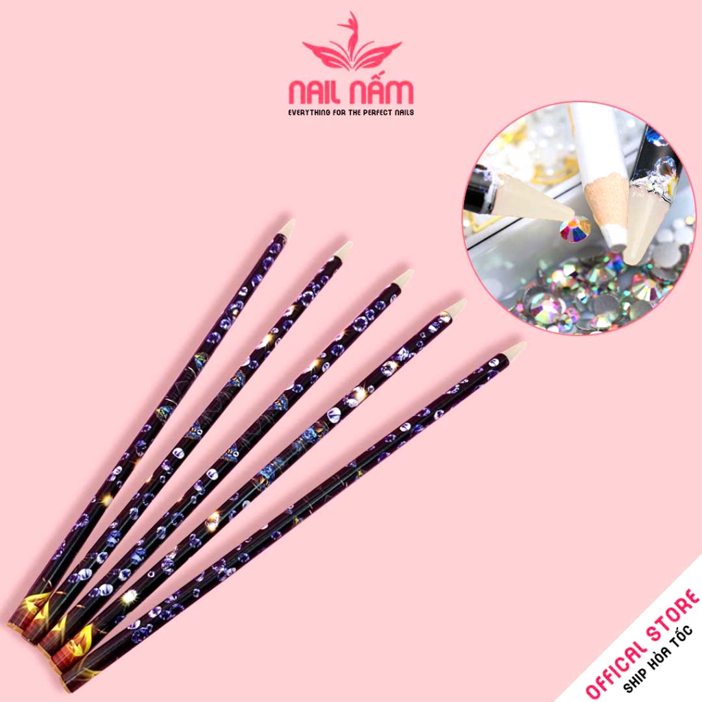 Combo 5 cây bút chấm đá bằng sáp cao cấp đính đá nail