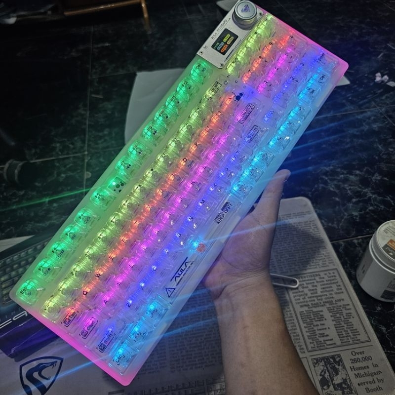 Aula F98proV3 bàn phím cơ kết hợp núm xoay và màn hình siêu đỉnh kết nối 3 chế độ | BigBuy360 - bigbuy360.vn