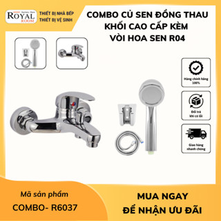  Combo củ sen tắm nóng lạnh R6037 đồng thau khối cao cấp kèm vòi hoa sen R04 - ROYALROOM 