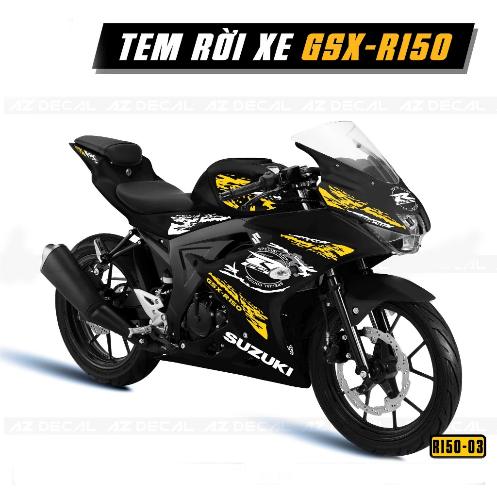 Tem rời GSX R150 thiết kế Special Edition - Decal 3 lớp chất lượng cao, bền màu, chống nước
