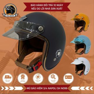  Mũ Bảo Hiểm 3 4 Napoli  CHÍNH HÃNG  FREESHIP  - Nón Bảo Hiểm Napoli SH N099 - Bản 2025 - Viền Đồng 