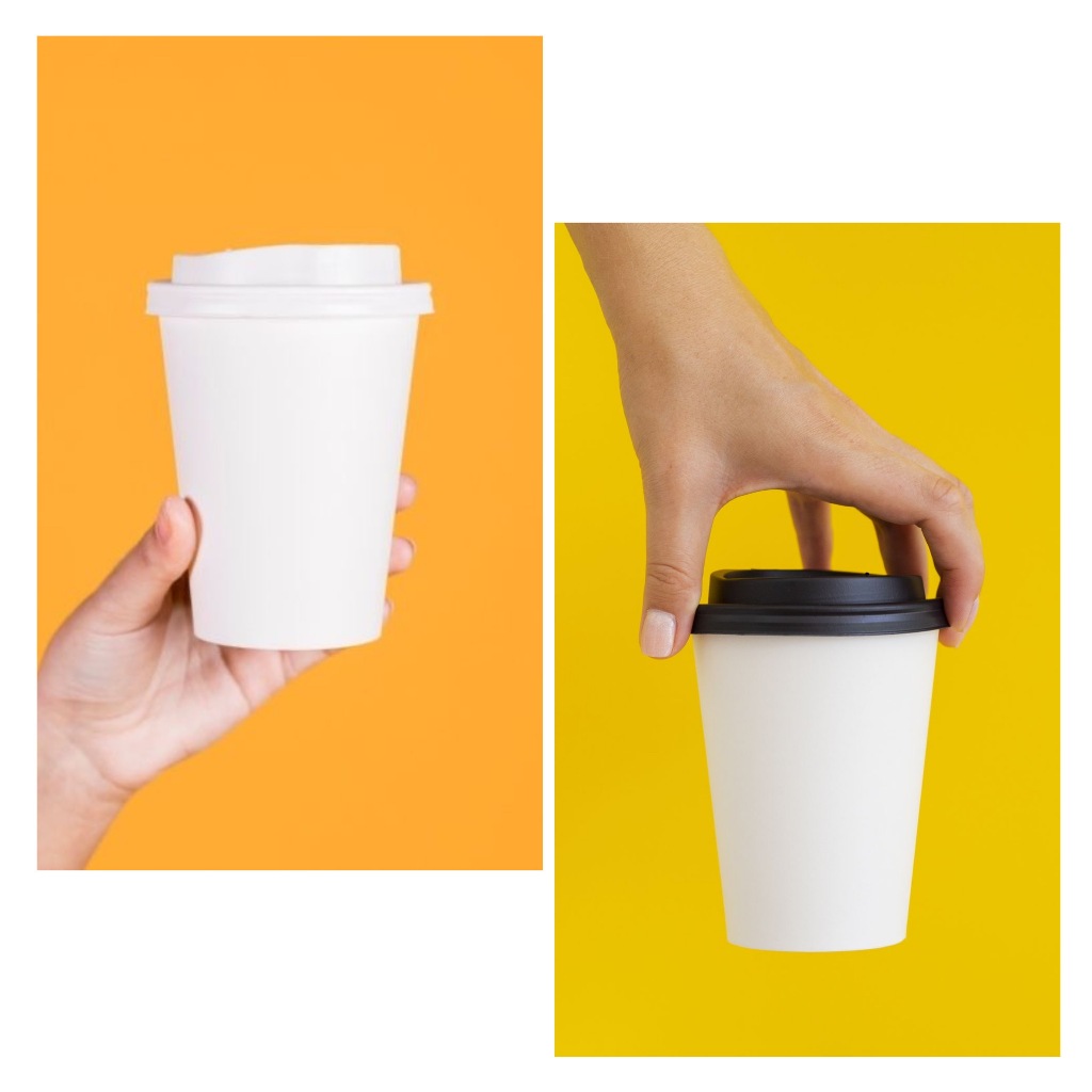 Lốc 50 Ly giấy trắng 9oz/14oz/16oz kèm nắp nhựa cafe đen, trắng