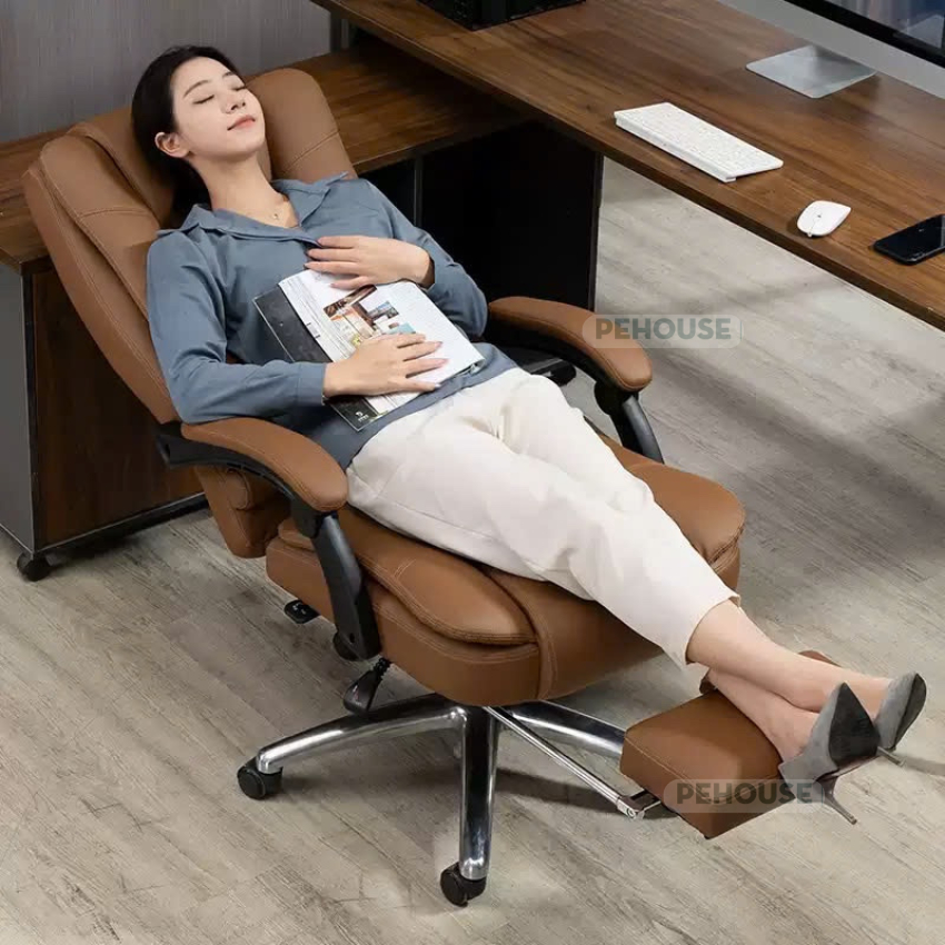 Ghế xoay văn phòng Ghế Giám Đốc Bọc Da Đệm Dày 12cm Bảo Hành 12 tháng có gác chân ngả 160 độ Anhome | BigBuy360 - bigbuy360.vn