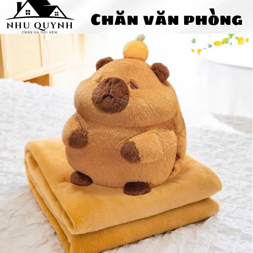 Chăn gối văn phòng đa năng gấu dâu tây, gấu lotso, thú kèm chăn hình thú nhồi bông cho bé, chăn gối 