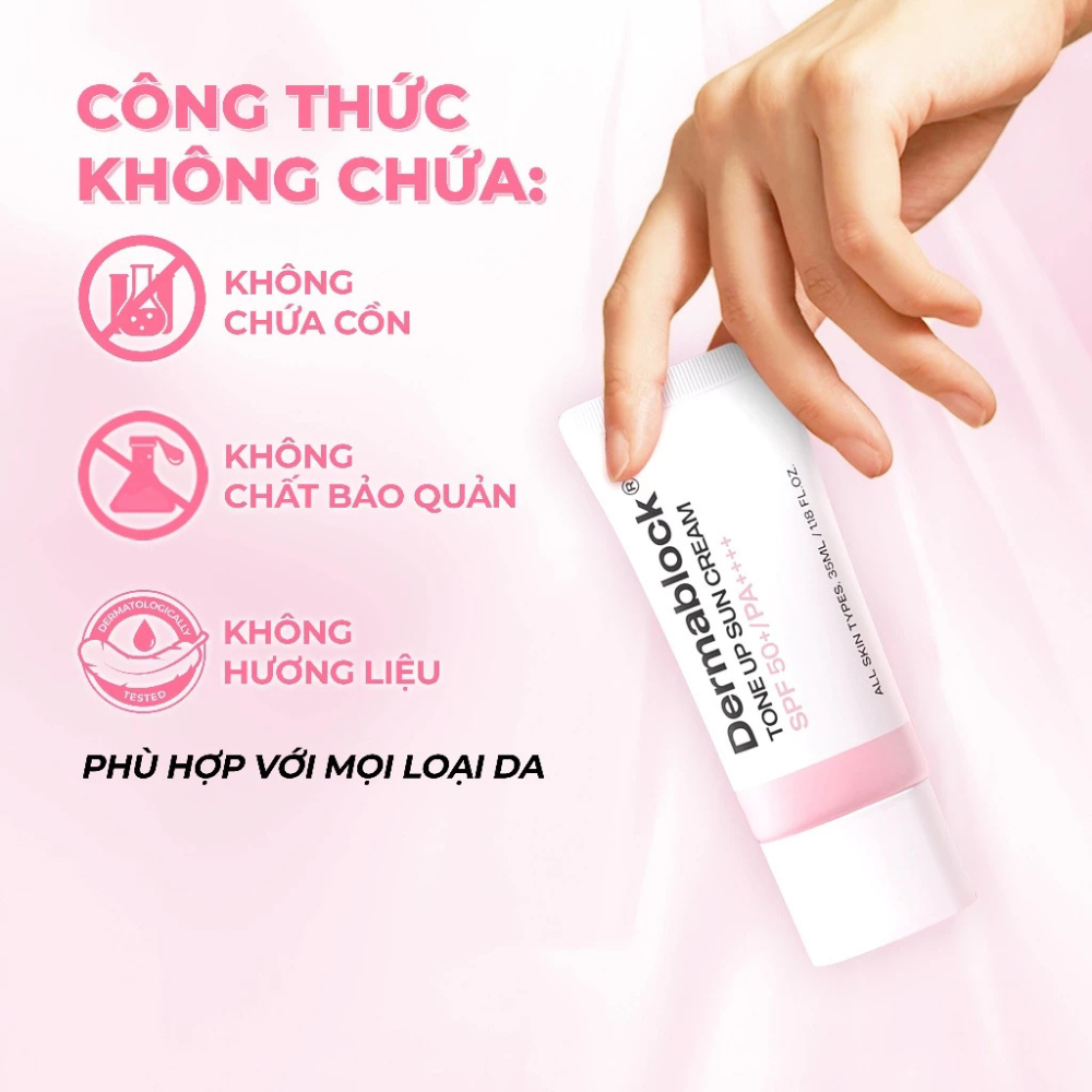 Ảnh 5 của Kem Chống Nắng Dermablock SPF50+ PA++++ Giúp Chống Nắng Và Nâng Tone Cho Mọi Loại Da 35ml