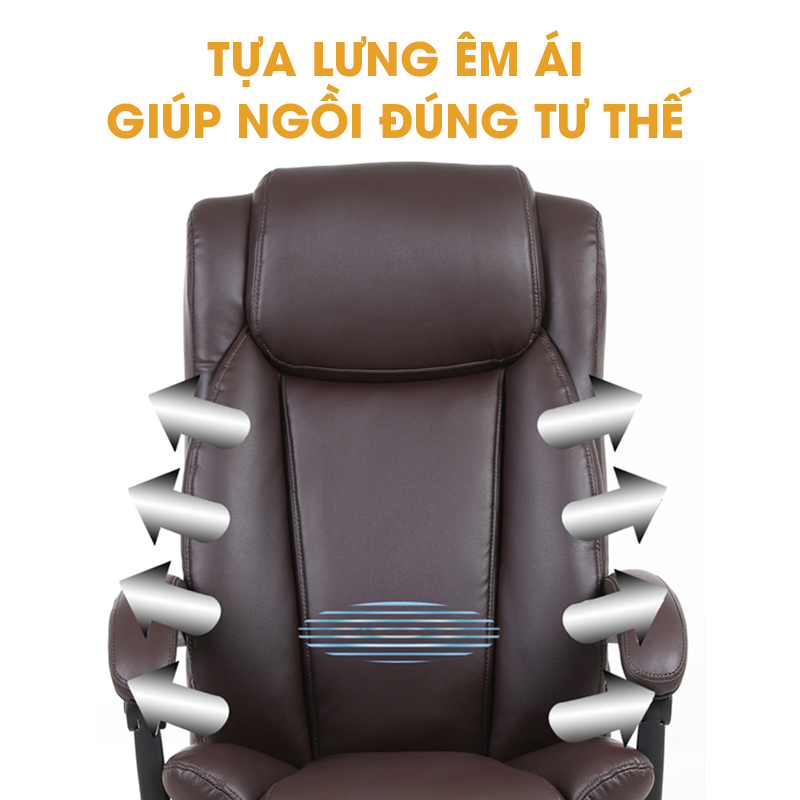 Ghế xoay văn phòng Ghế Giám Đốc Bọc Da Đệm Dày 12cm Bảo Hành 12 tháng có gác chân ngả 160 độ Anhome | BigBuy360 - bigbuy360.vn