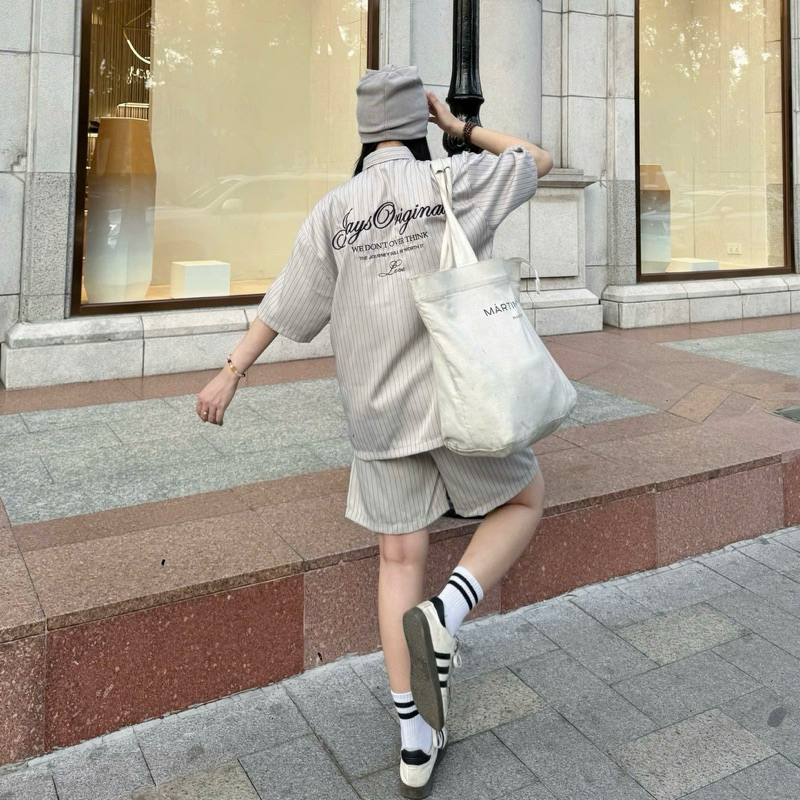 Somi tay lỡ unisex ORIGINAL Sọc màu TRẮNG/ĐEN/NAVY 🖤 Nam nữ Unisex Áo Somi Form rộng style Ulzzang | BigBuy360 - bigbuy360.vn