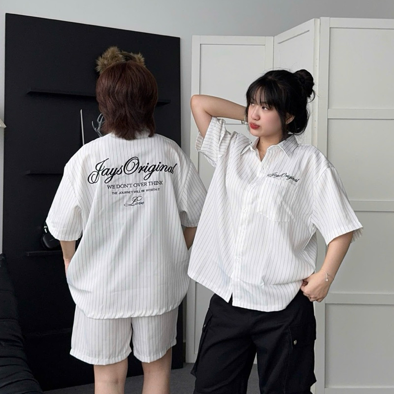 Somi tay lỡ unisex ORIGINAL Sọc màu TRẮNG/ĐEN/NAVY 🖤 Nam nữ Unisex Áo Somi Form rộng style Ulzzang | BigBuy360 - bigbuy360.vn