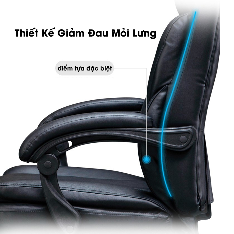 Ghế xoay văn phòng Ghế Giám Đốc Bọc Da Đệm Dày 12cm Bảo Hành 12 tháng có gác chân ngả 160 độ Anhome | BigBuy360 - bigbuy360.vn