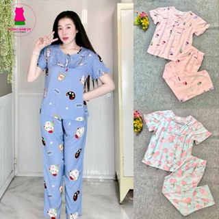 Bộ tole lanh nữ tay ngắn quần dài 47-75kg tole 2 da đẹp mát DN01