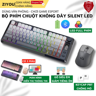 Bộ Phím Chuột Bluetooth Không Dây Văn Phòng Ziyou M75 Full Led, Màn Hình Hiển Thị Núm Xoay Pin Sạc