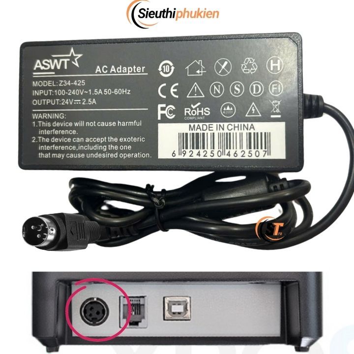 Cục nguồn cho máy in Xprinter XP-350b - bảo hành 1 năm, nguồn máy in XPrinter XP350b CÓ VAT