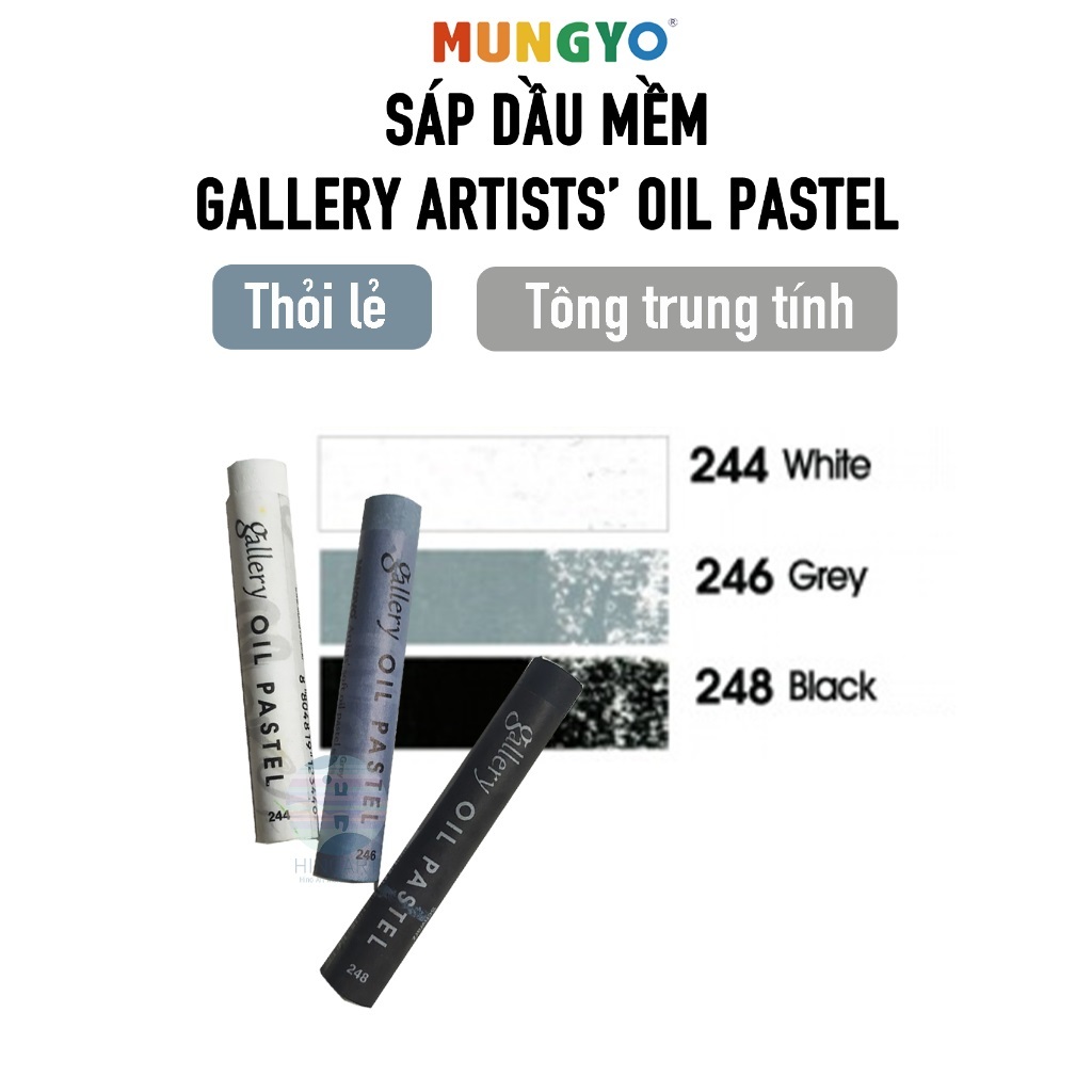 ICây lẻI Sáp dầu Mungyo Gallery Artists' Soft Oil Pastel tông màu Đen - Trắng - Xám