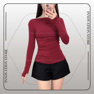  Áo thun nữ dài tay cổ thuyền mặc được 4 kiểu chất liệu cao cấp COTTON ZIP co giãn 4 chiều mềm mịn 194 