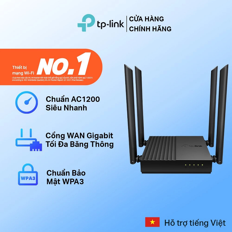 Bộ Phát Wifi TP-Link Archer C54 / C6 / C64 Băng Tần Kép Chuẩn AC 1200Mbps hàng chính hãng