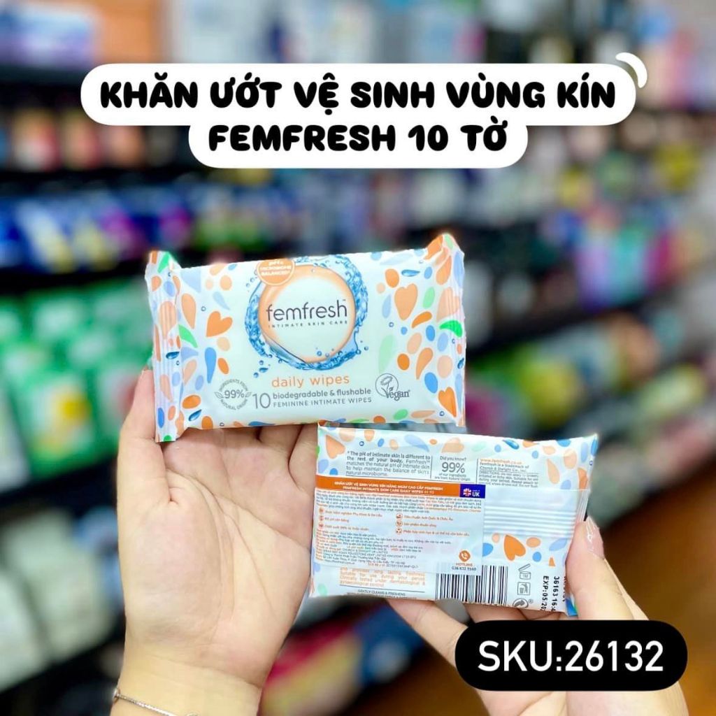 Khăn giấy ướt vệ sinh vùng kín phụ nữ Femfresh 10 Miếng / 25 Miếng
